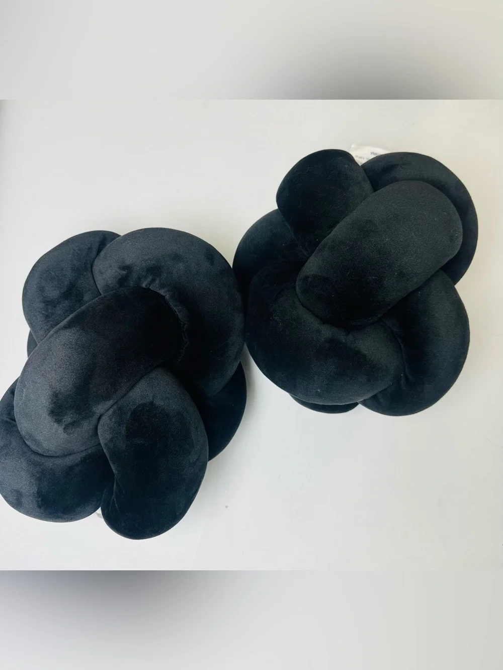 Set of 2 Black Soft Plush Knot Decorative Throw Pillows